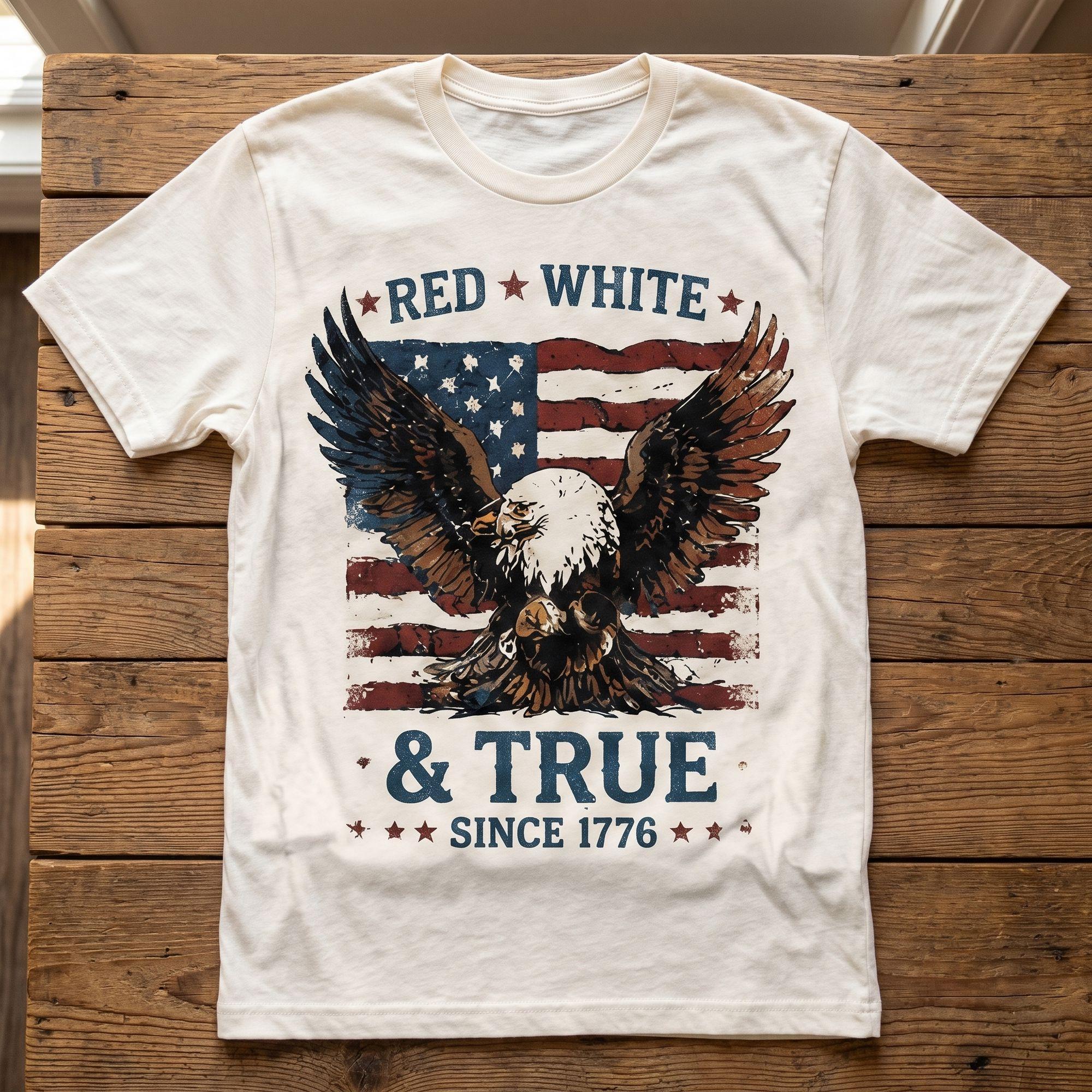 Red White & True Patriotic Bald Eagle Since 1776 Graphic T-Shirt