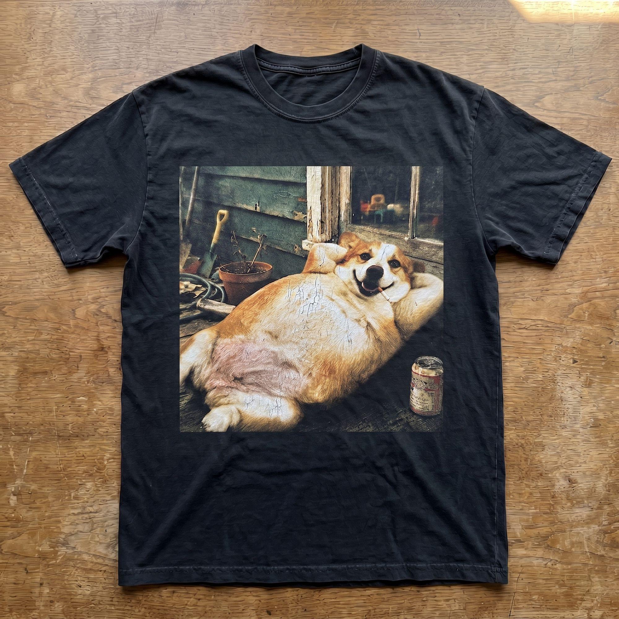 Vintage Lazy Corgi Porch T-shirt