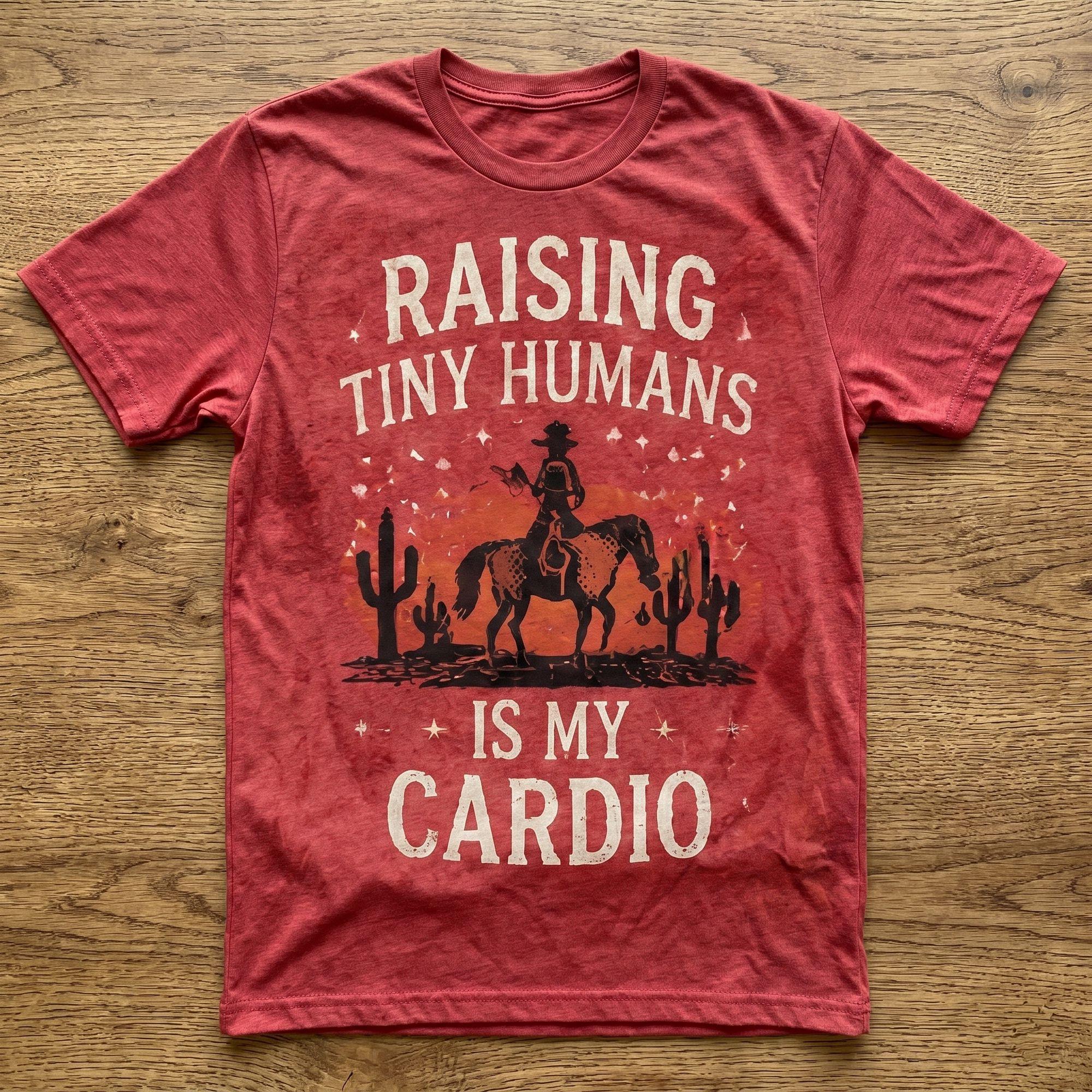 Raising Tiny Humans Is My Cardio Western Mom Graphic T-Shirt