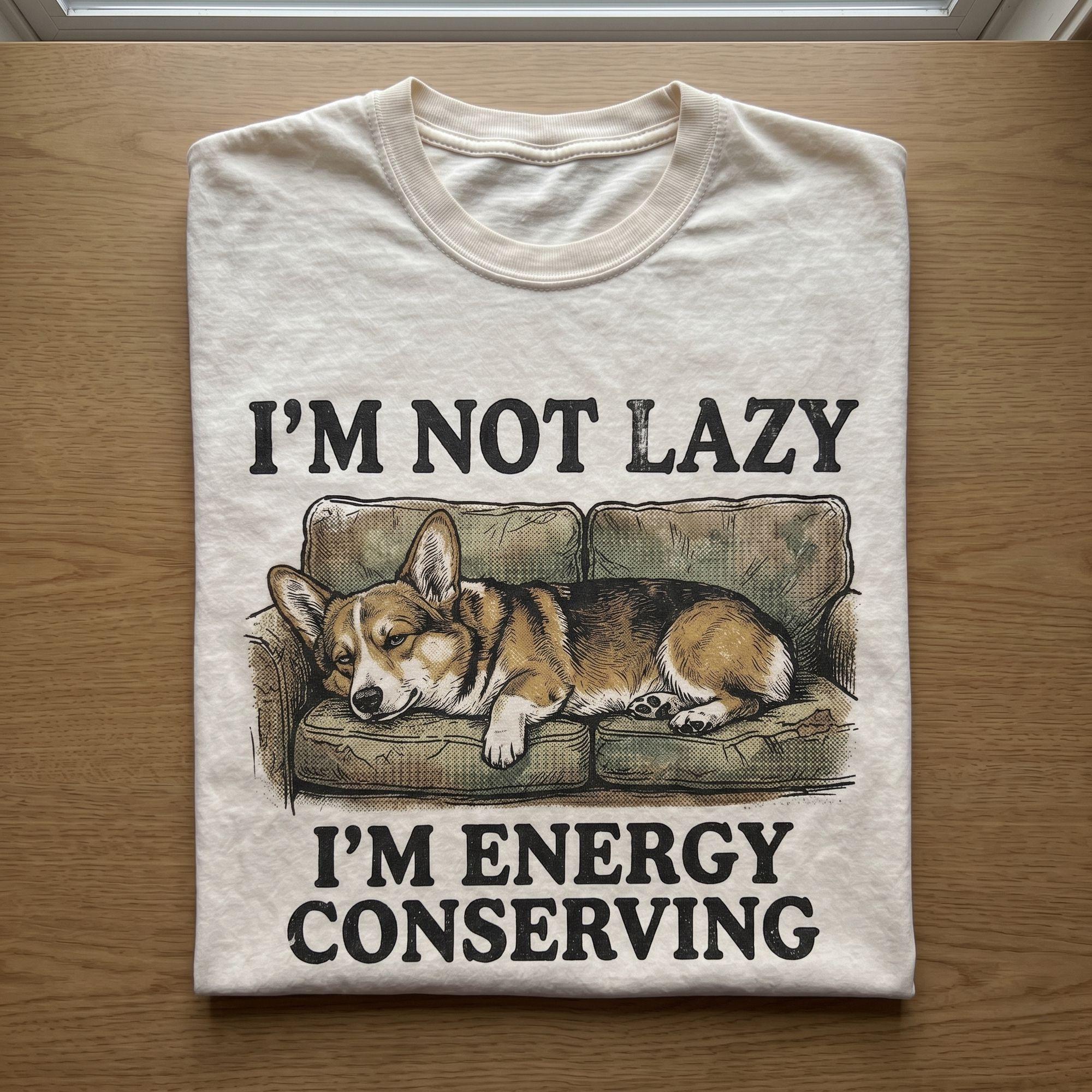 Vintage “I’m Not Lazy, I’m Energy Conserving” Corgi T-shirt