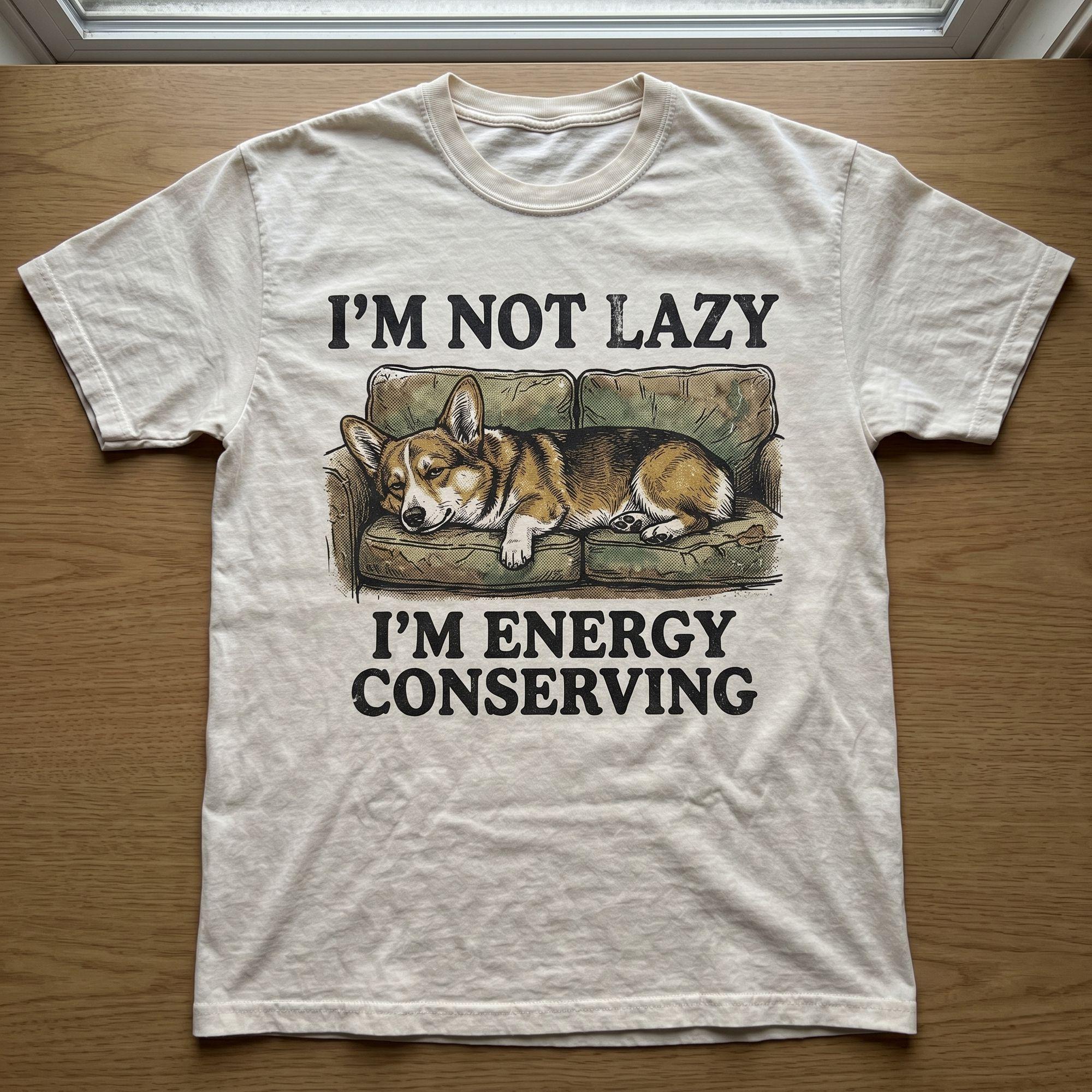 Vintage “I’m Not Lazy, I’m Energy Conserving” Corgi T-shirt