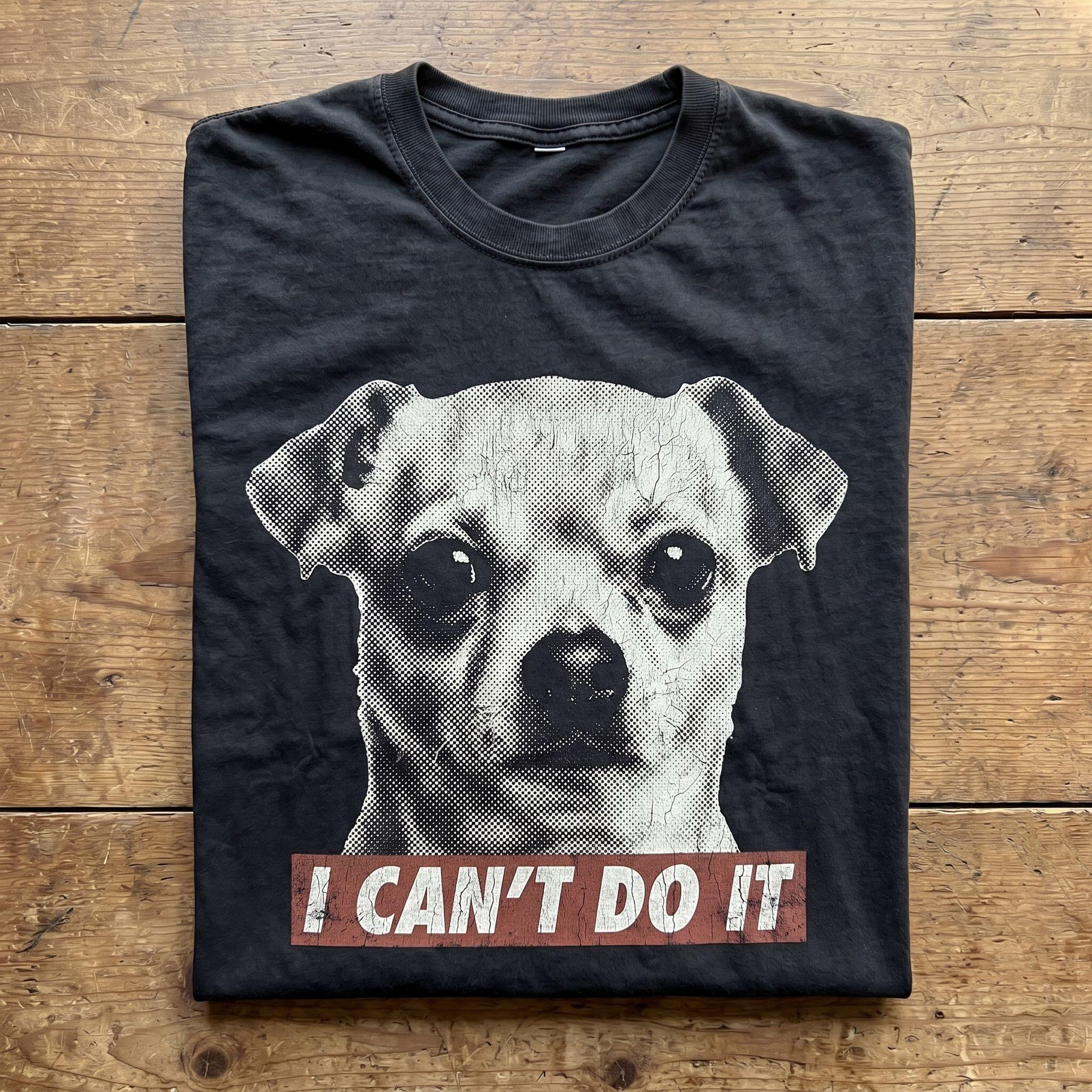 Vintage Funny “I Can’t Do It” Dog T-shirt