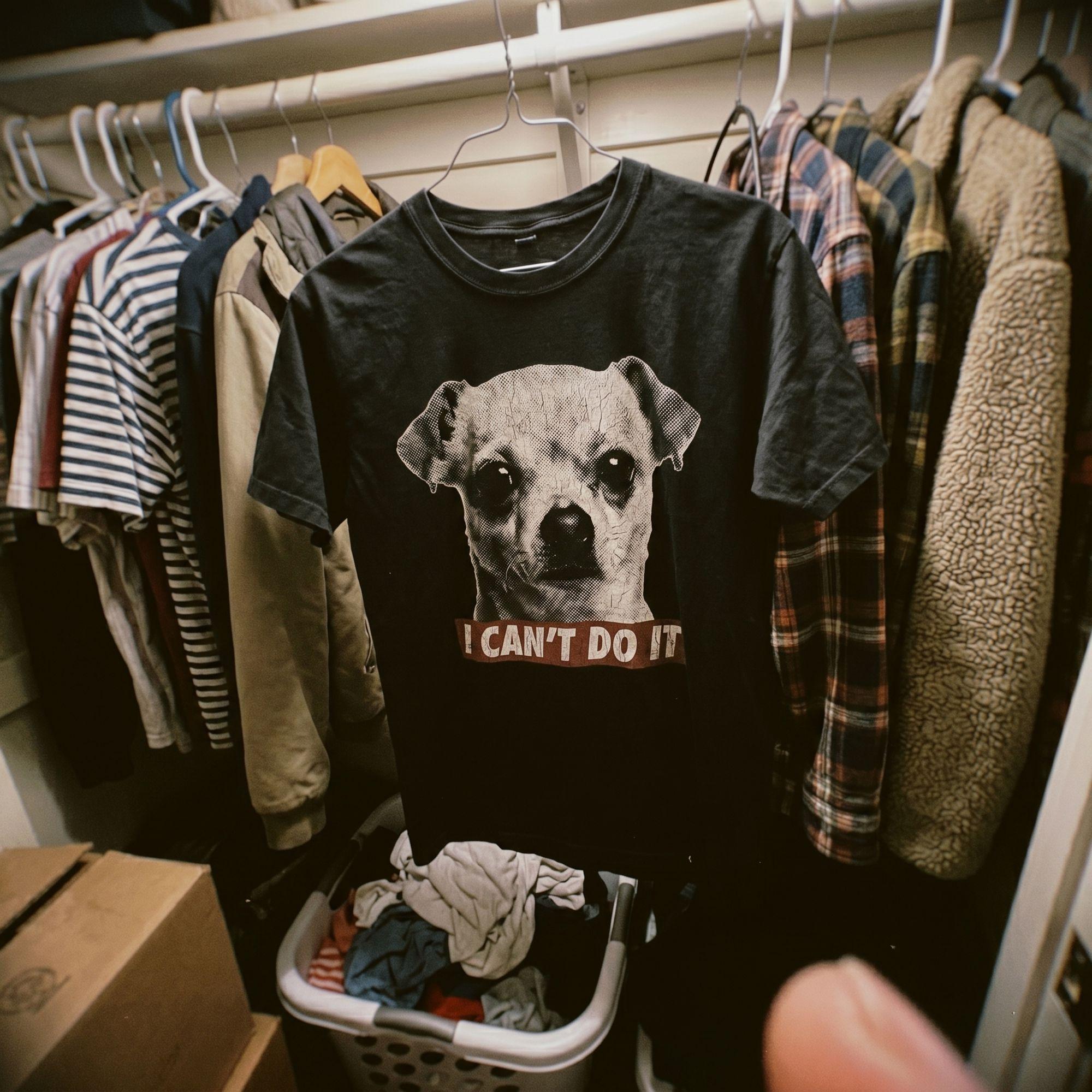 Vintage Funny “I Can’t Do It” Dog T-shirt