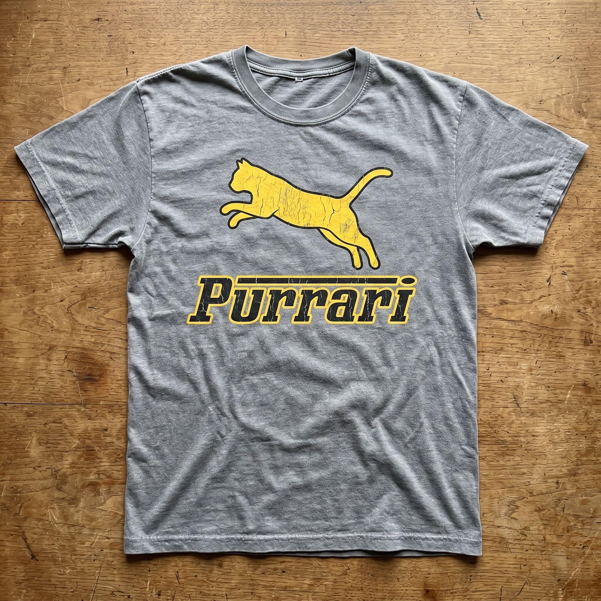 "PURRARI" — Because Every Cat Thinks They're a Sports Car | Vintage Heather Gray Tee