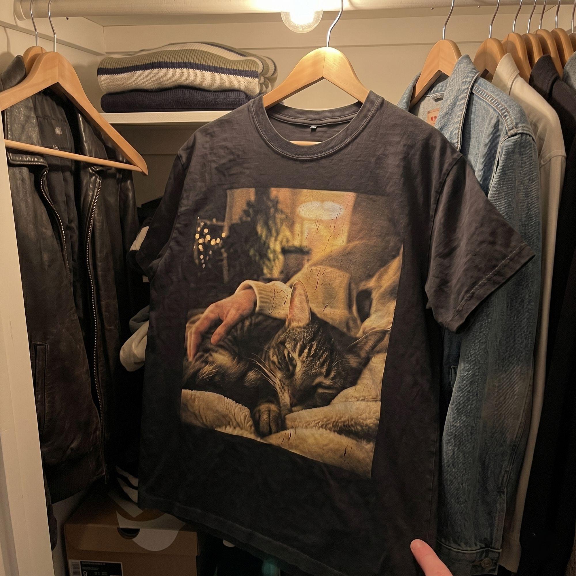Vintage Cozy Cat Night T-shirt