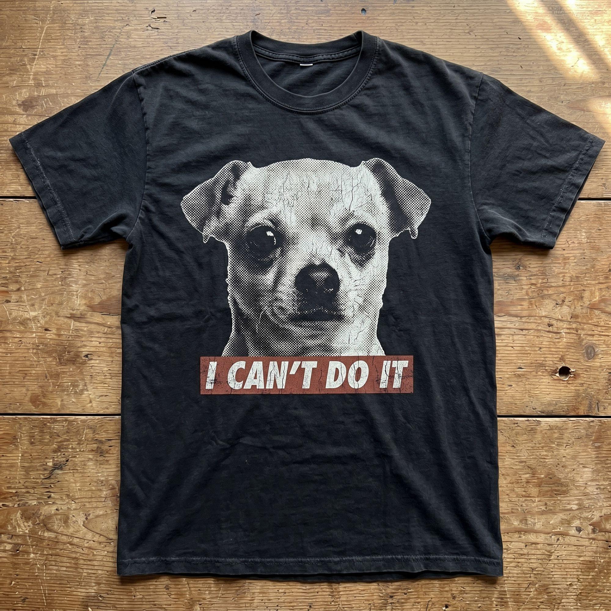 Vintage Funny “I Can’t Do It” Dog T-shirt