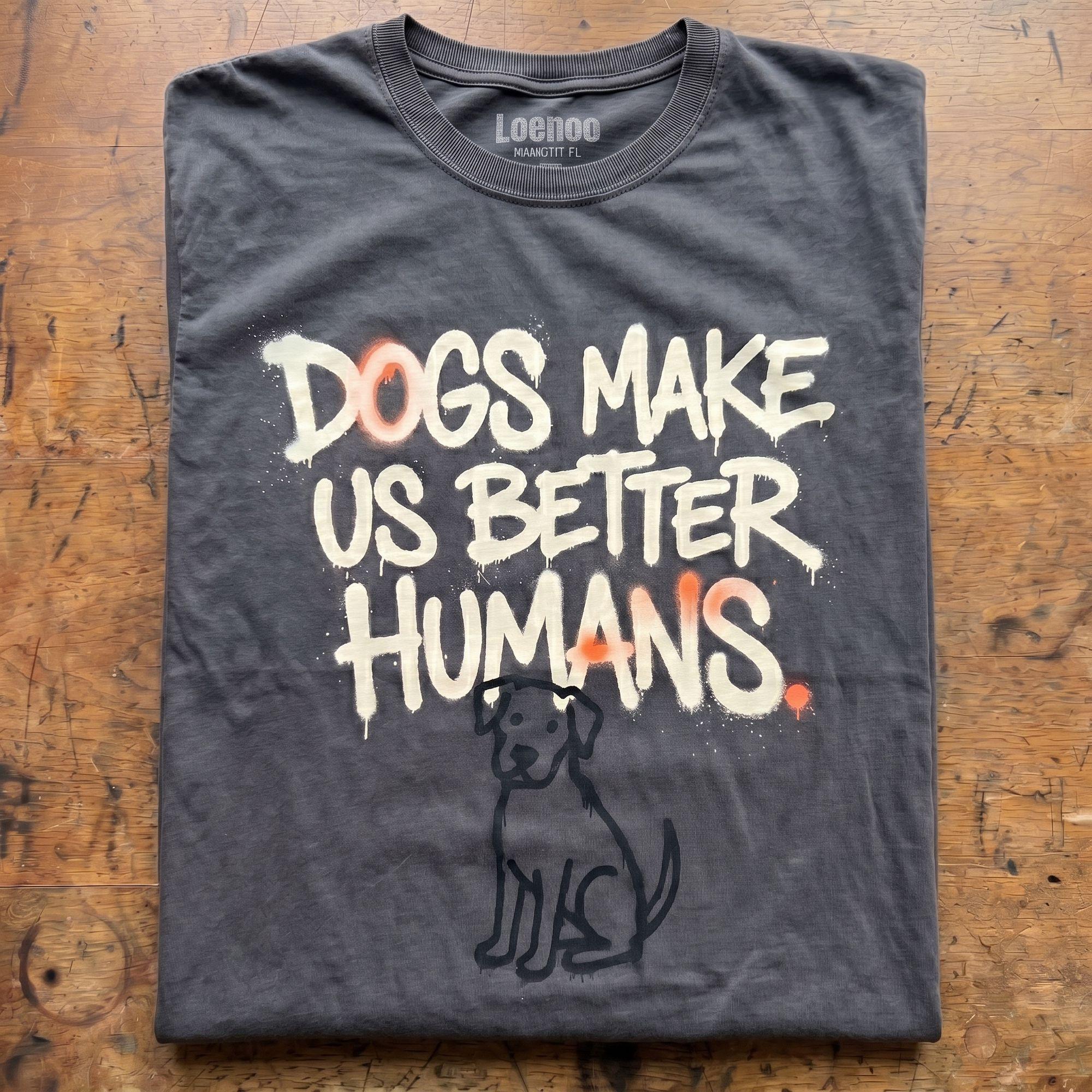 "Dogs Make Us Better Humans" Graffiti Tee | Edgy Statement Shirt for Dog Lovers