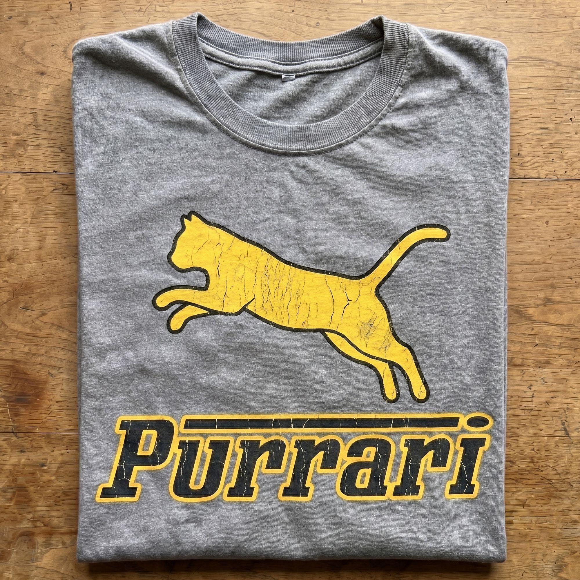 "PURRARI" — Because Every Cat Thinks They're a Sports Car | Vintage Heather Gray Tee