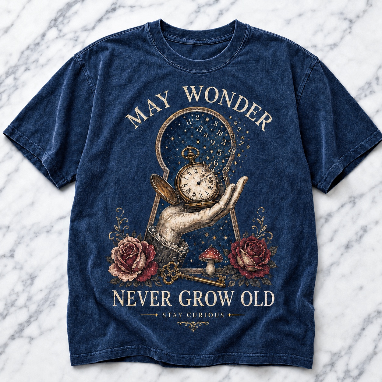 May Wonder Never Grow Old Vintage Curiosity Tee