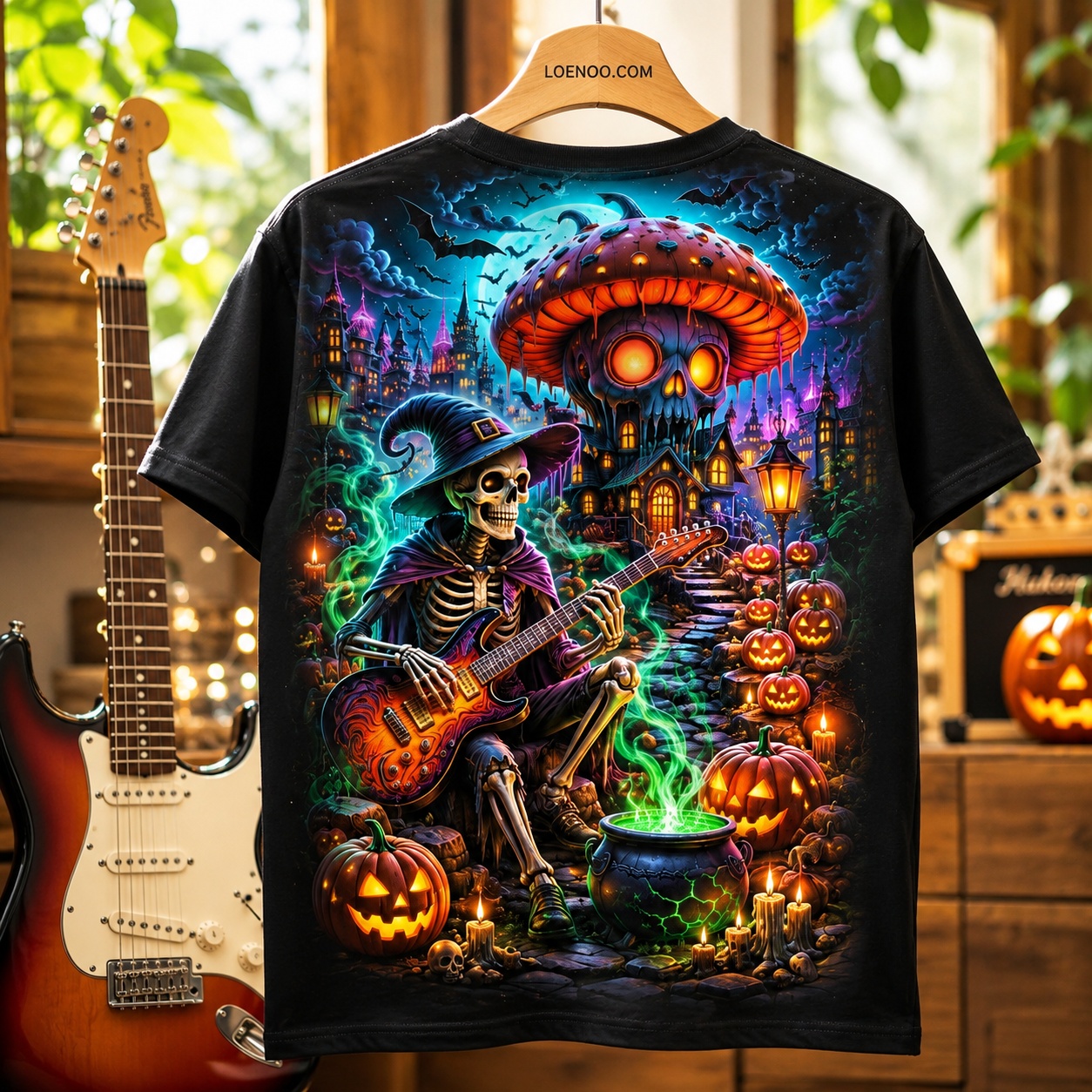 Haunted Pumpkin Rock Skeleton Tee