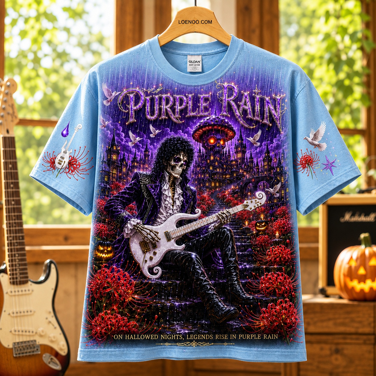 Purple Rain Skeleton Rock Tee
