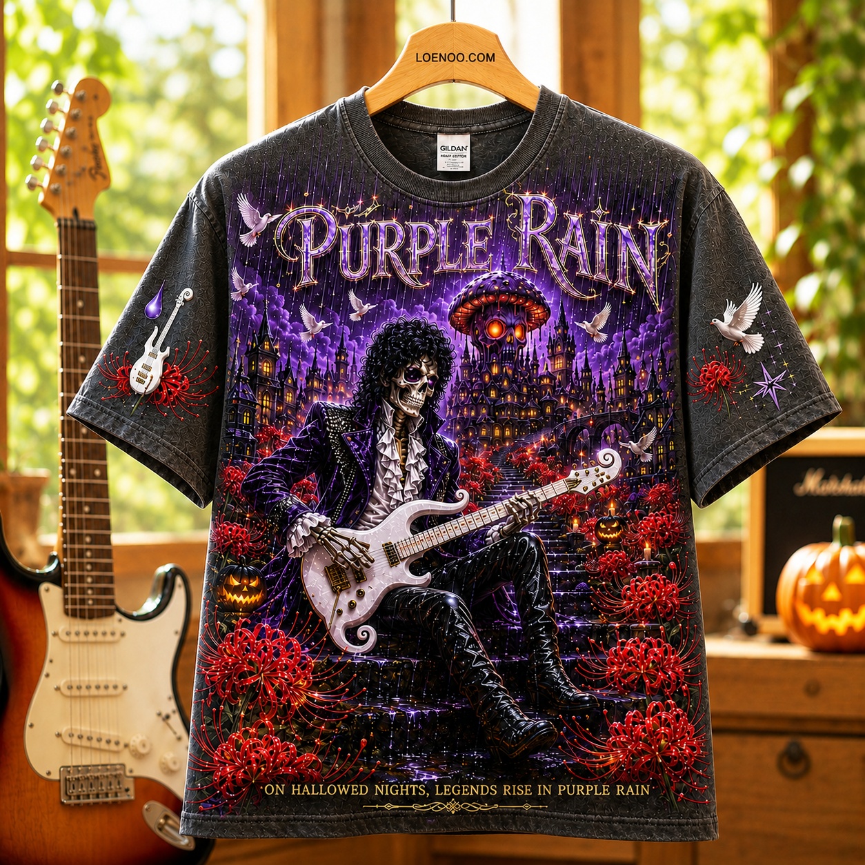 Purple Rain Skeleton Rock Tee