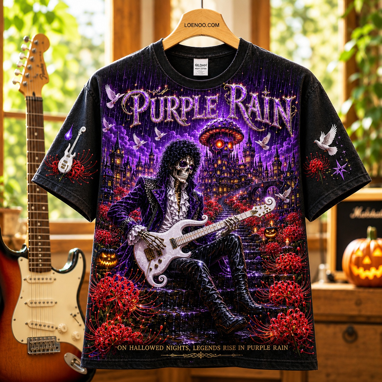 Purple Rain Skeleton Rock Tee
