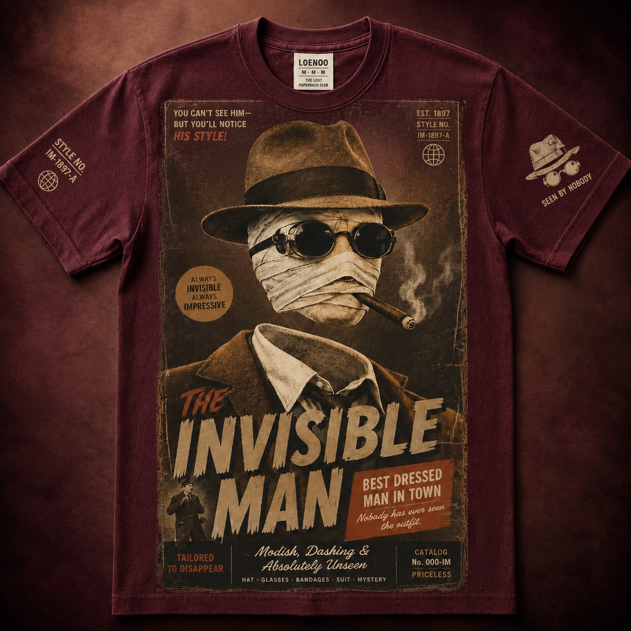 "The Invisible Man 1897" Vintage Pulp Graphic Tee