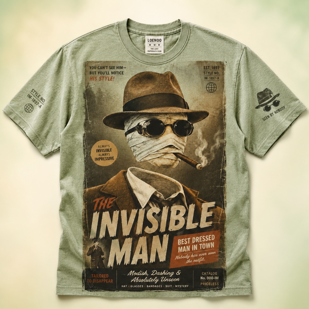 "The Invisible Man 1897" Vintage Pulp Graphic Tee