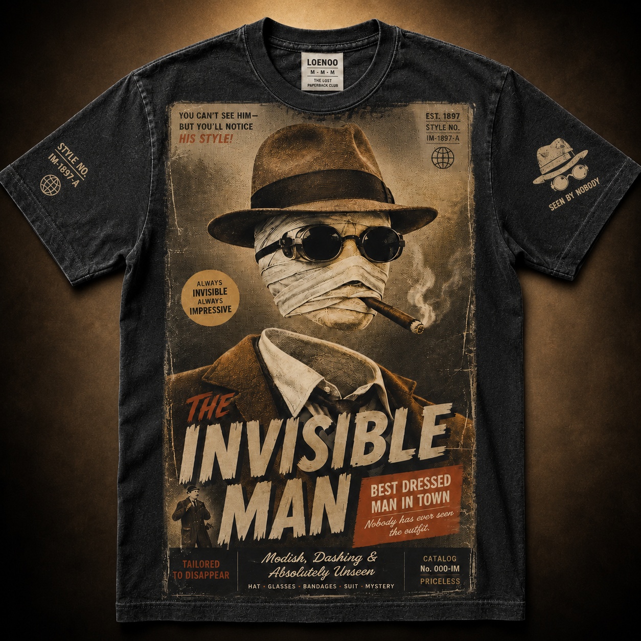 "The Invisible Man 1897" Vintage Pulp Graphic Tee