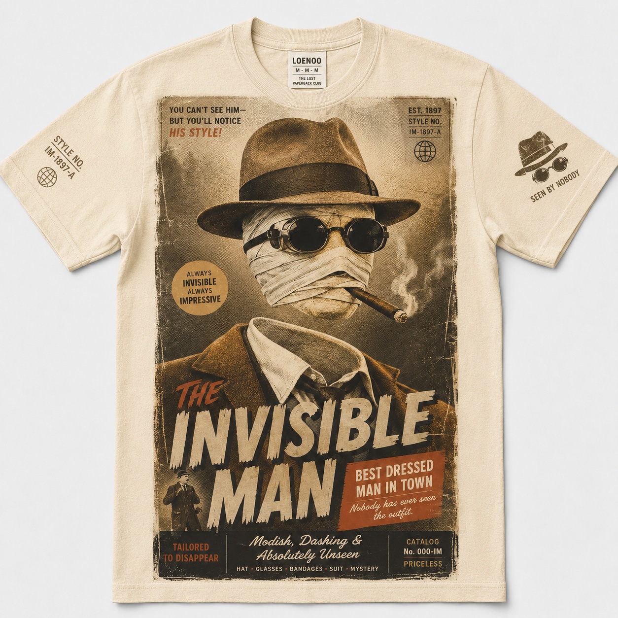 "The Invisible Man 1897" Vintage Pulp Graphic Tee