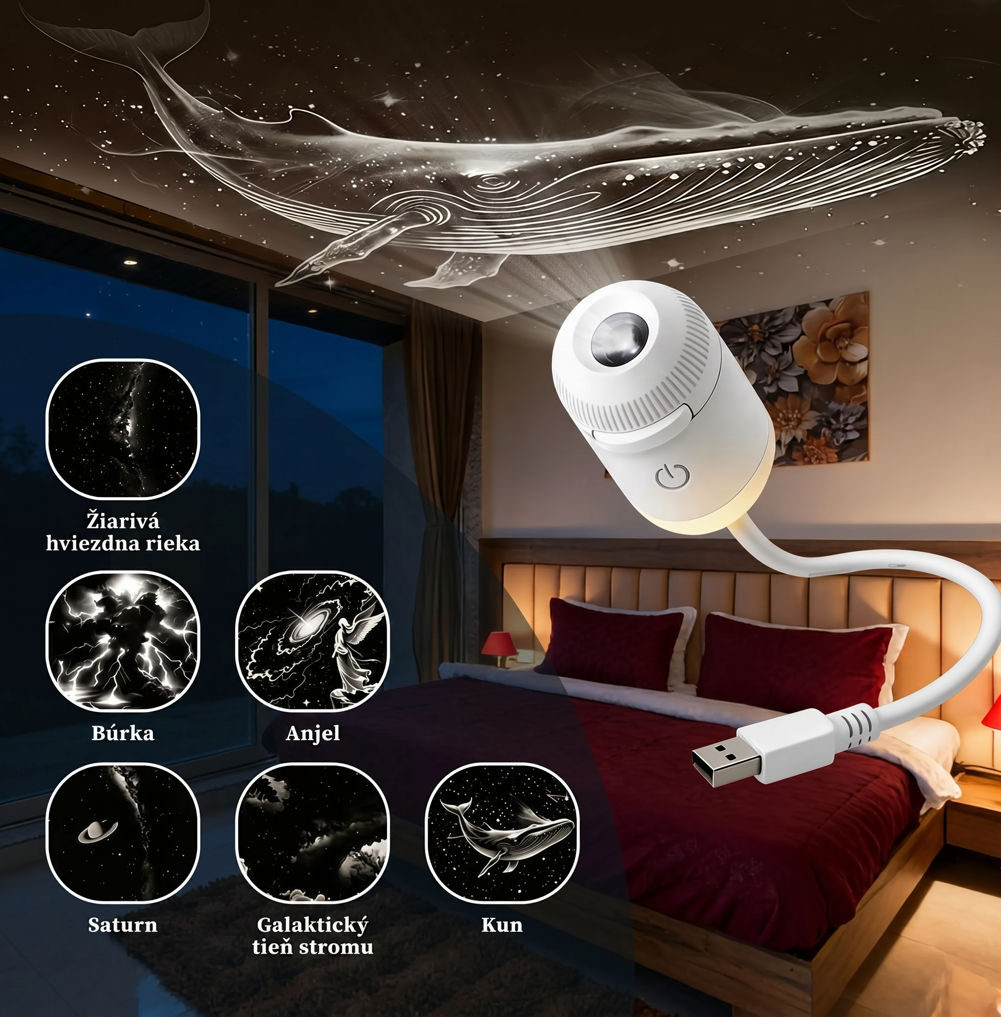 PKNEW®| ĎALŠIA GENERÁCIA INTELIGENTNÉHO PROJEKCIE HD Inteligentný dynamický 5D holografický nočný projektor✨
