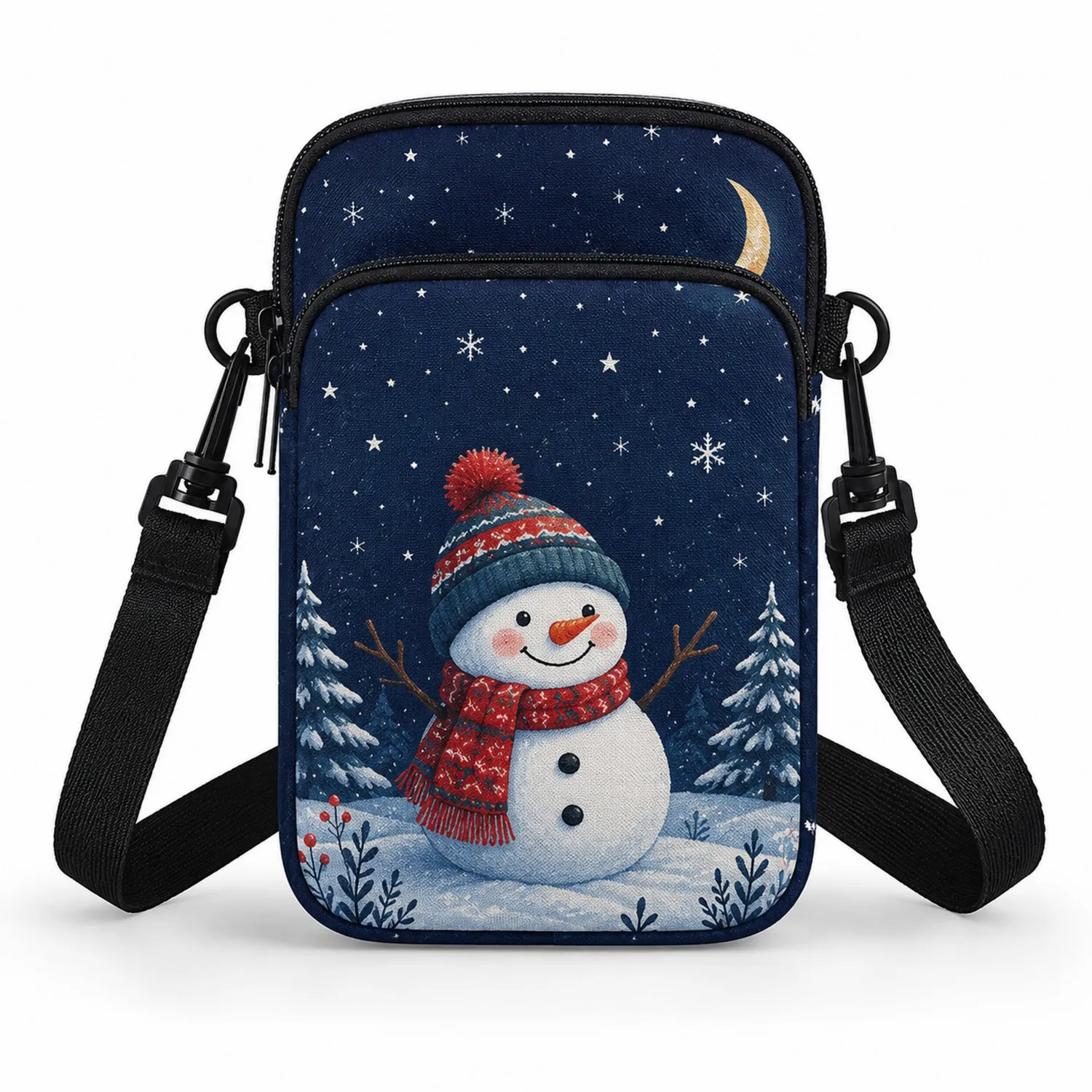 Sacoche à Bandoulière Hiver Bonhomme de Neige Bleu