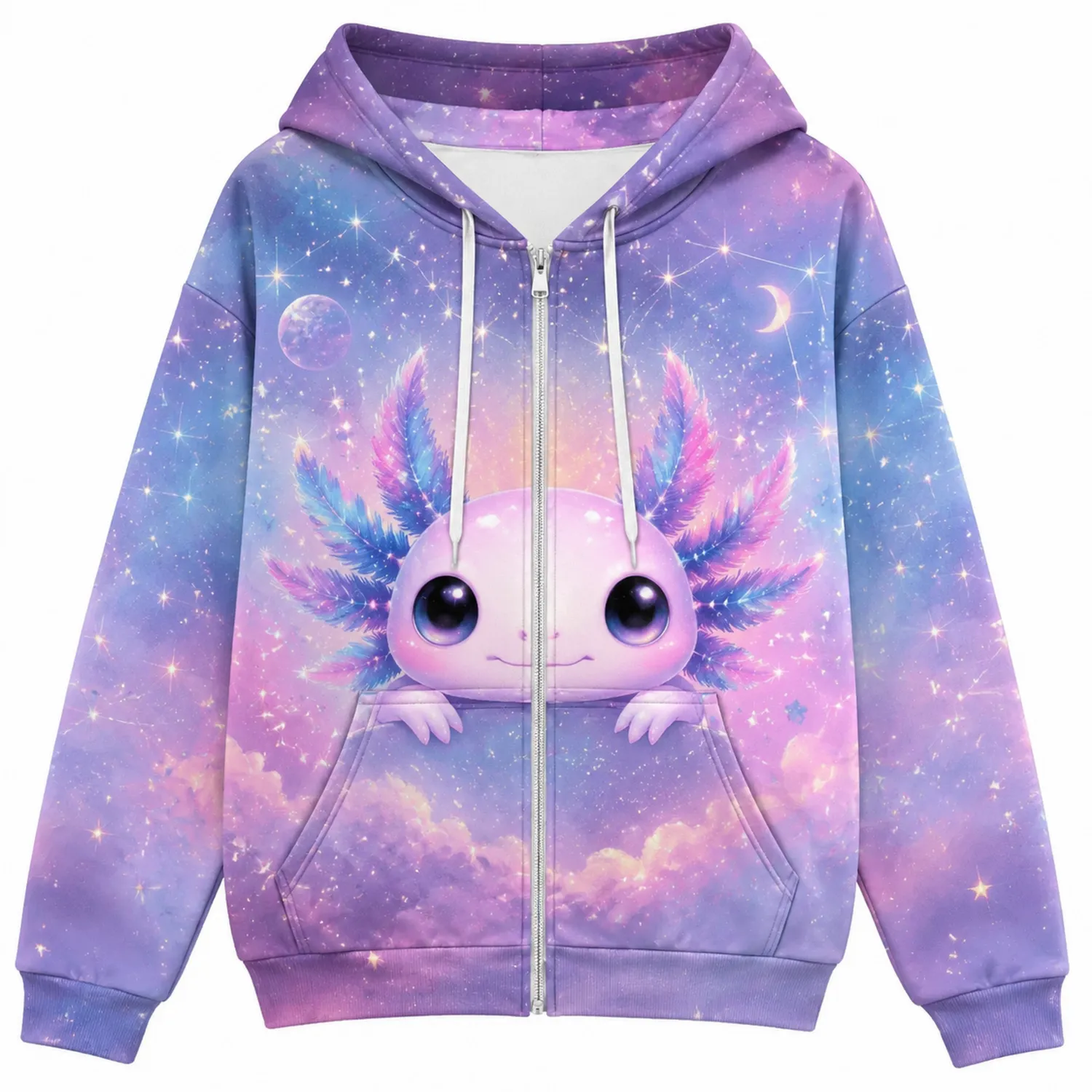 Sweat à Capuche Galaxie avec Personnage Dessin Animé - Violet