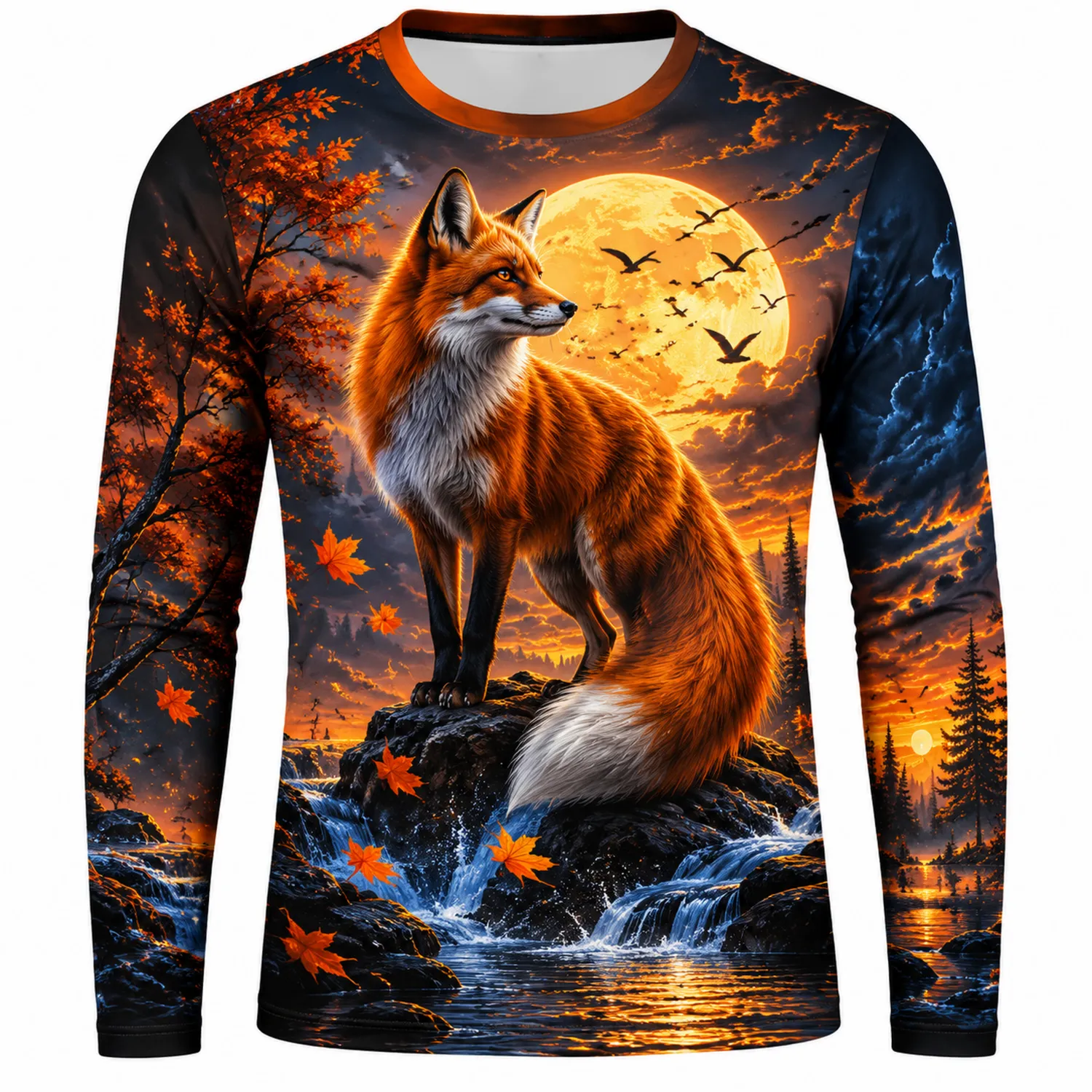 T-shirt à manches longues renard paysage automnal