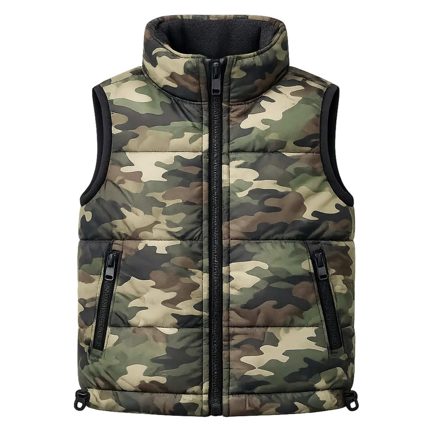 Gilet Sans Manches Camouflage Hiver avec Fermeture Éclair