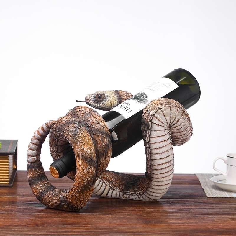 眼鏡蛇響尾蛇紅酒架葡萄酒瓶架客廳創意展示架現代藝術品酒櫃擺件