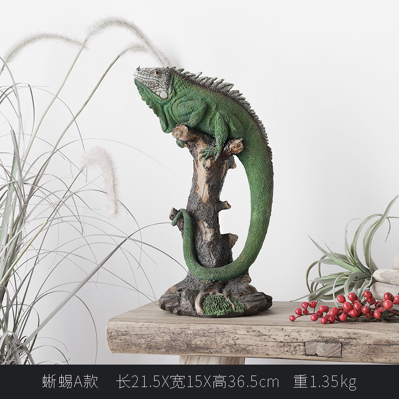 仿真蜥蜴擺件辦公室變色龍裝飾品書房擺設動物樹脂客廳玄關工藝品