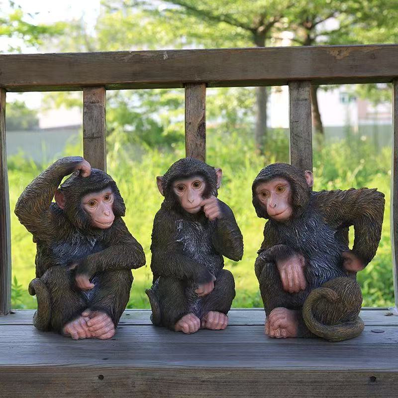 仿真猴子擺件動物模型樹脂工藝品戶外花園庭院動物園景觀落地裝飾