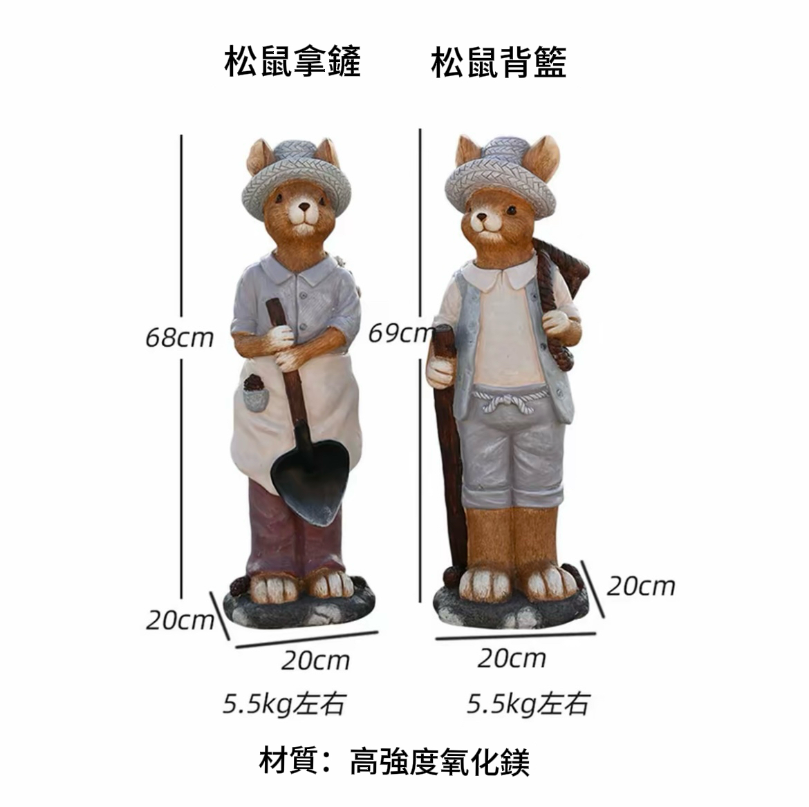 可愛復古花園松鼠擺件落地庭院創意動物雕塑戶外裝飾露臺陽臺庭院