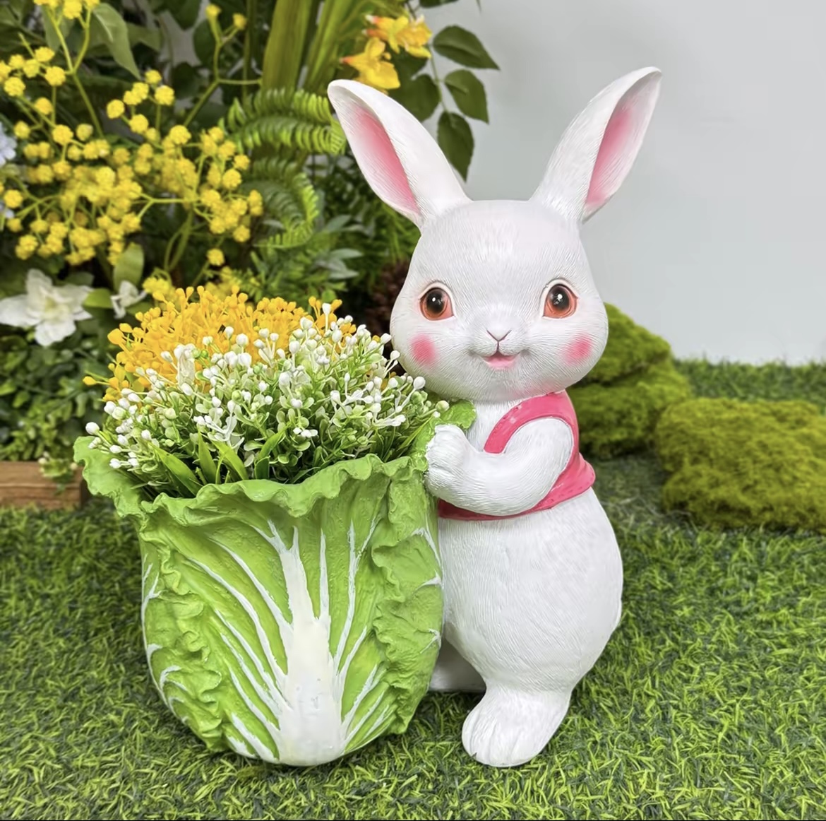 庭院可愛仿真兔子白菜花盆家用請倉綠植花卉種植養殖盆栽裝飾花盆擺件