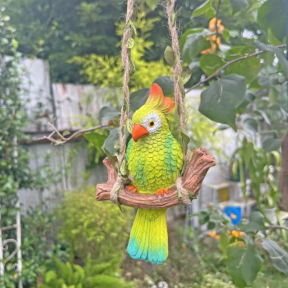 鸚鵡挂件戶外庭院動物裝飾擺件陽臺花園佈置造景樹脂工藝品點綴
