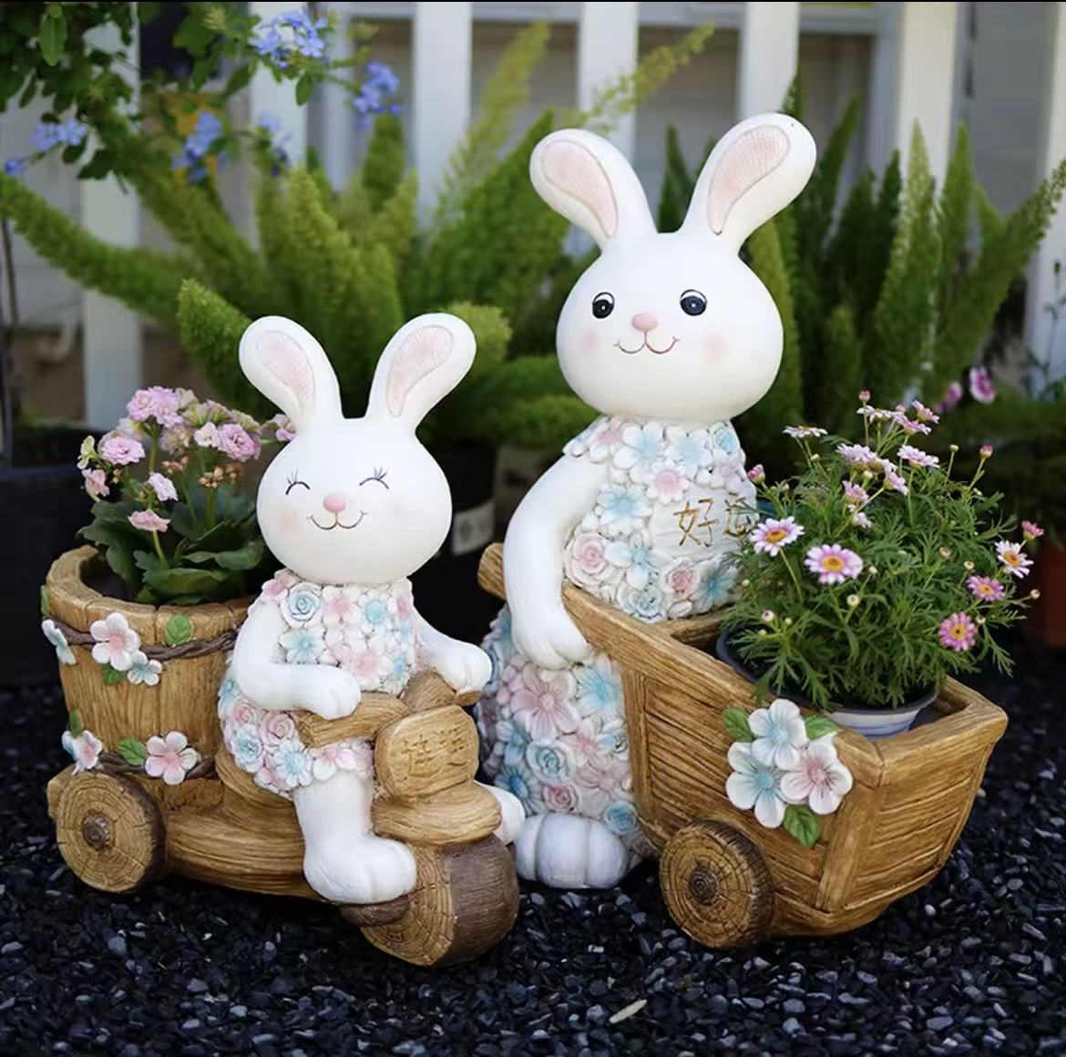 小兔子戶外庭院裝飾擺件陽臺造景佈置網紅名宿花園創意動物花盆