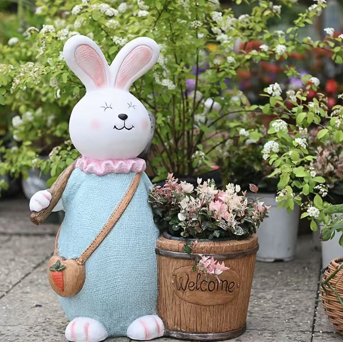 創意兔子花盆多肉綠植盆載花園裝飾庭院陽臺擺件落地幼兒園植物角