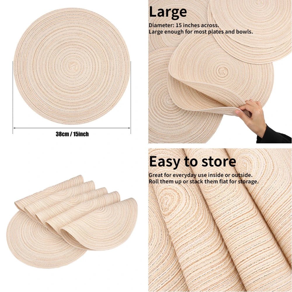 12 - Piece Round Placemat Set (with Coasters) - Urban Jiko