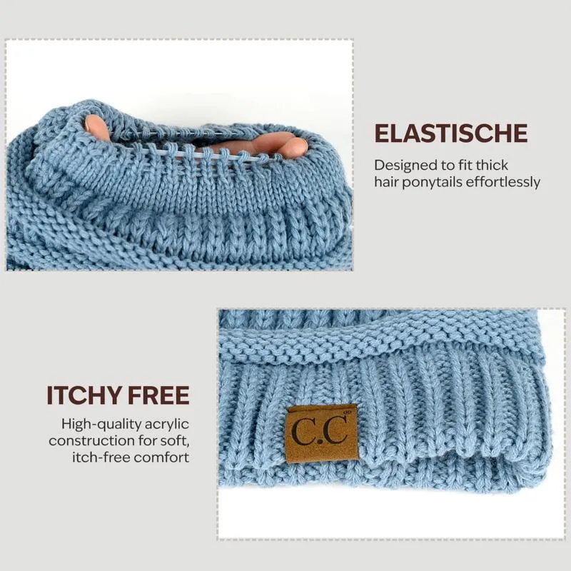 Close-up of knit fabric and itchy-free feature
