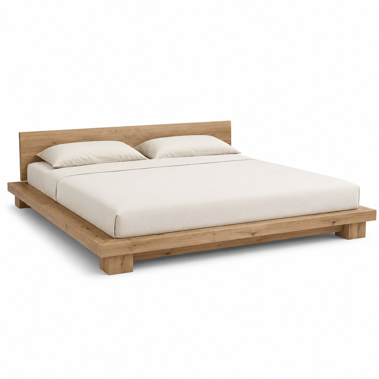 Futonbett Wildeiche Optik 180x200 cm im Japandi Stil