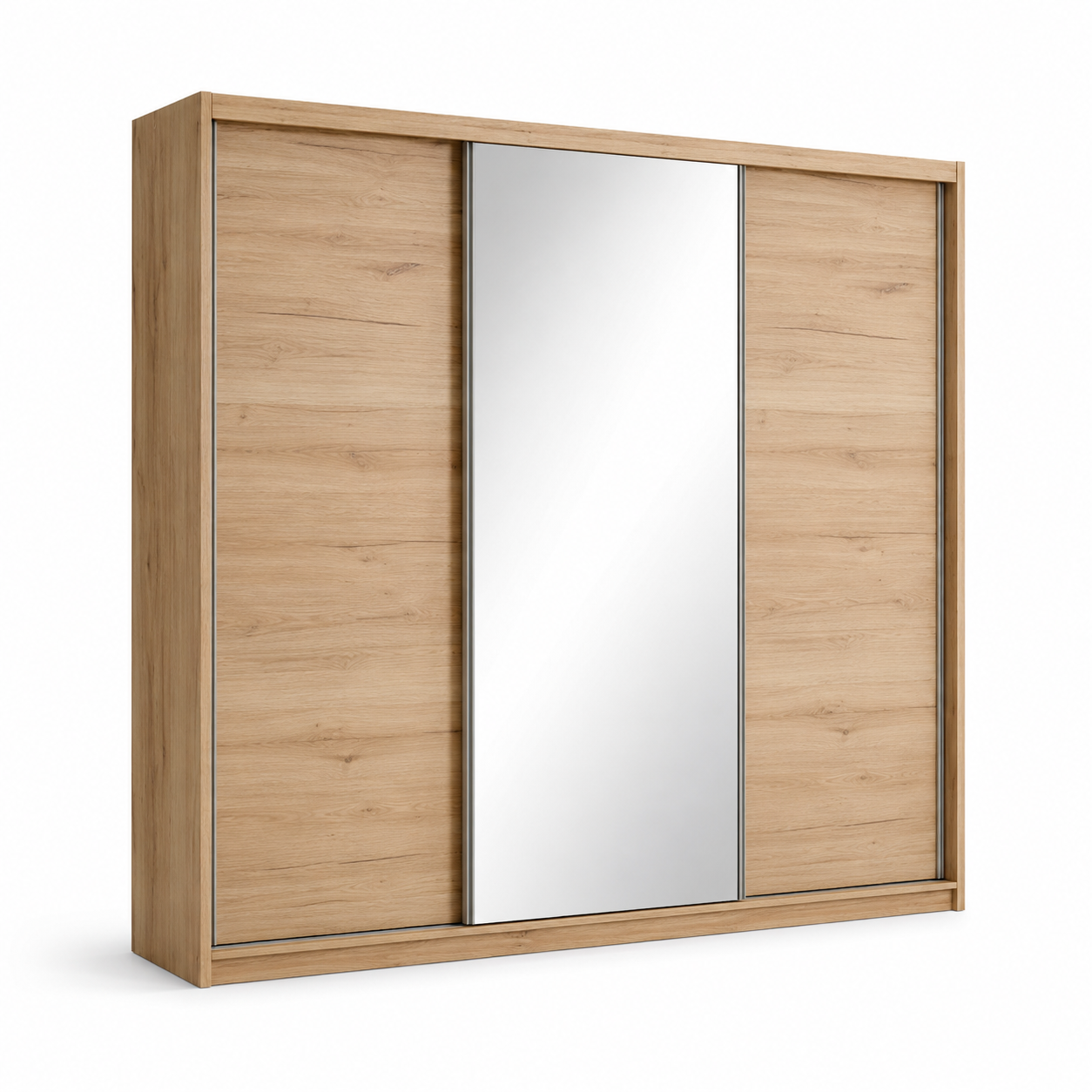 Schwebetürenschrank Eiche Natur 200 cm mit Spiegeltür