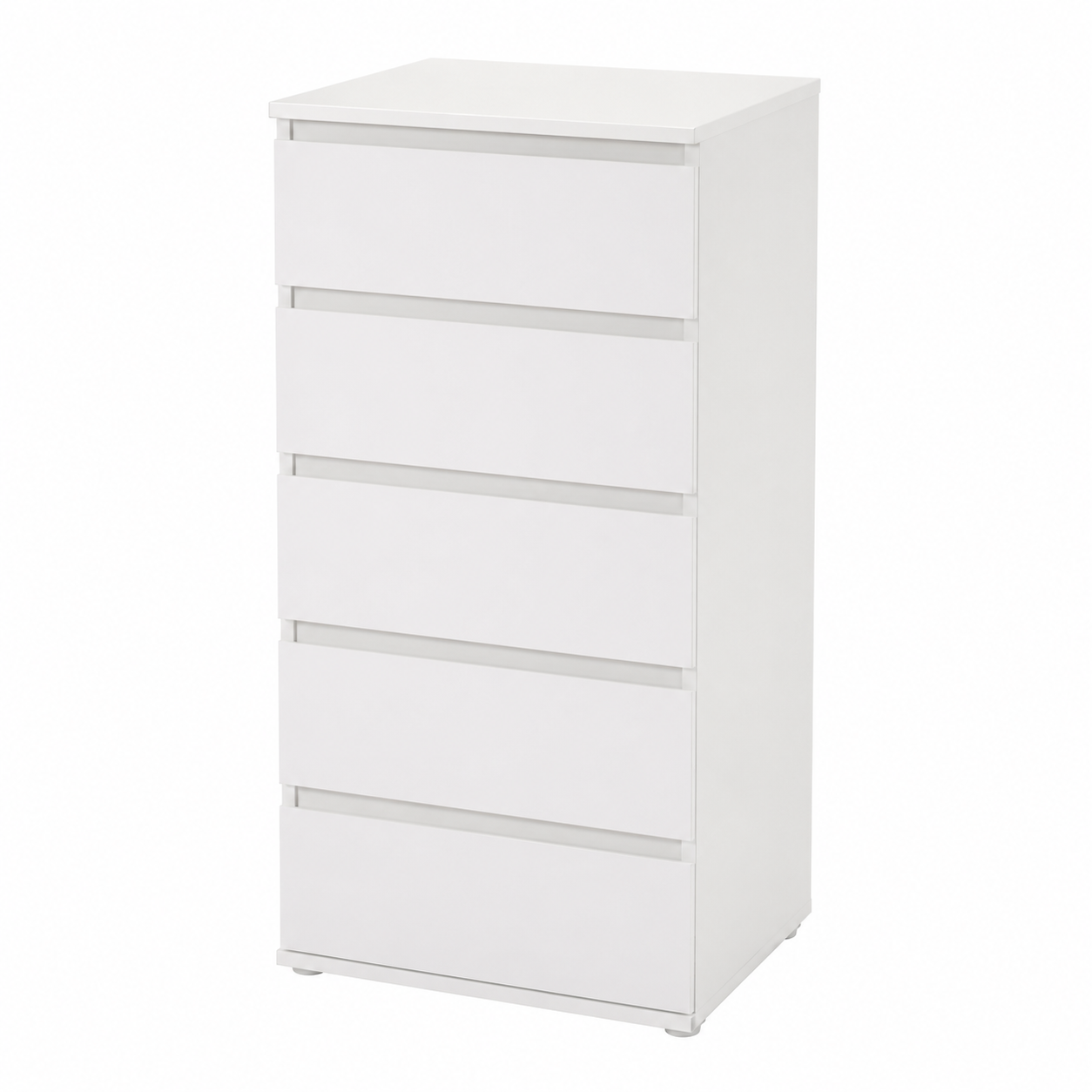 Hohe Kommode Weiß 80 cm mit fünf Schubladen