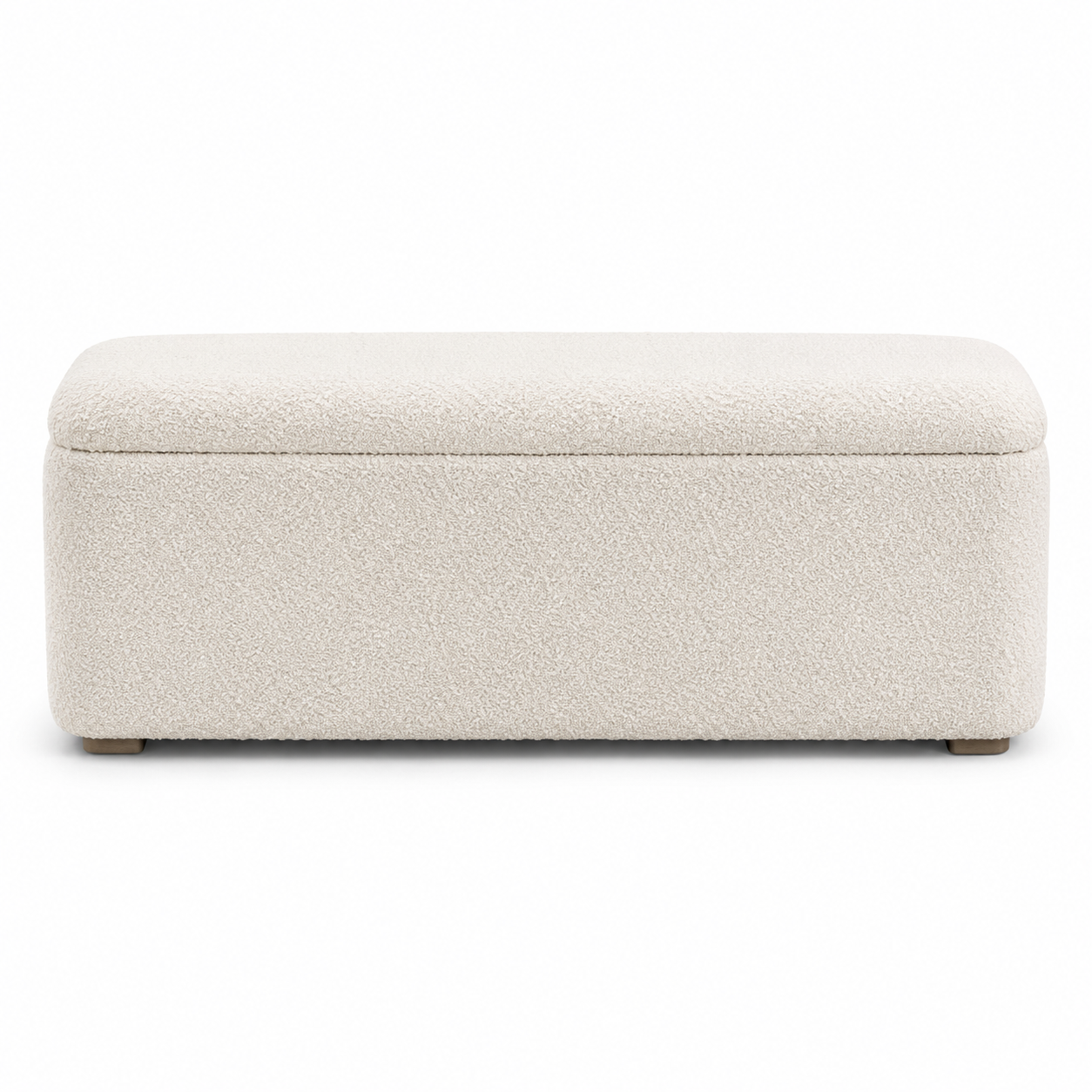 Polster Bettbank Bouclé Creme 120 cm mit Stauraum