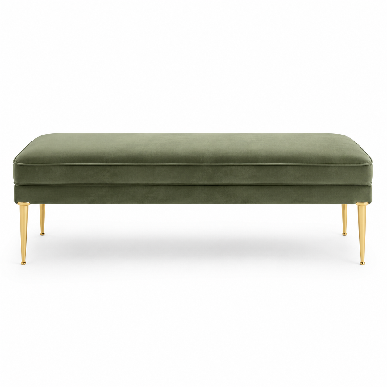 Samt Bettbank Grün 140 cm mit goldfarbenen Beinen