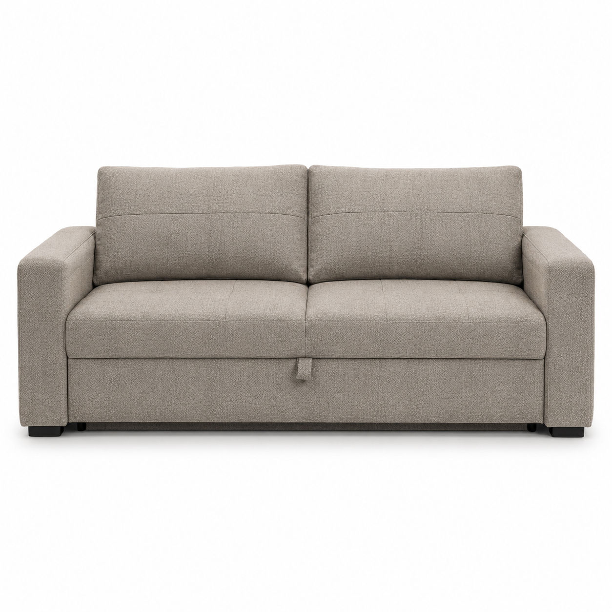 Schlafsofa in Strukturstoff Greige mit Bettkasten und Liegefläche 140 x 200 cm