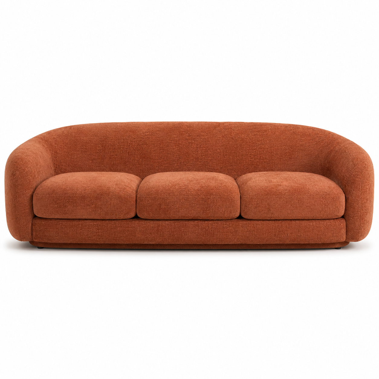 3-Sitzer-Sofa in Chenille Terrakotta mit weicher Rundform 220 x 94 x 79 cm