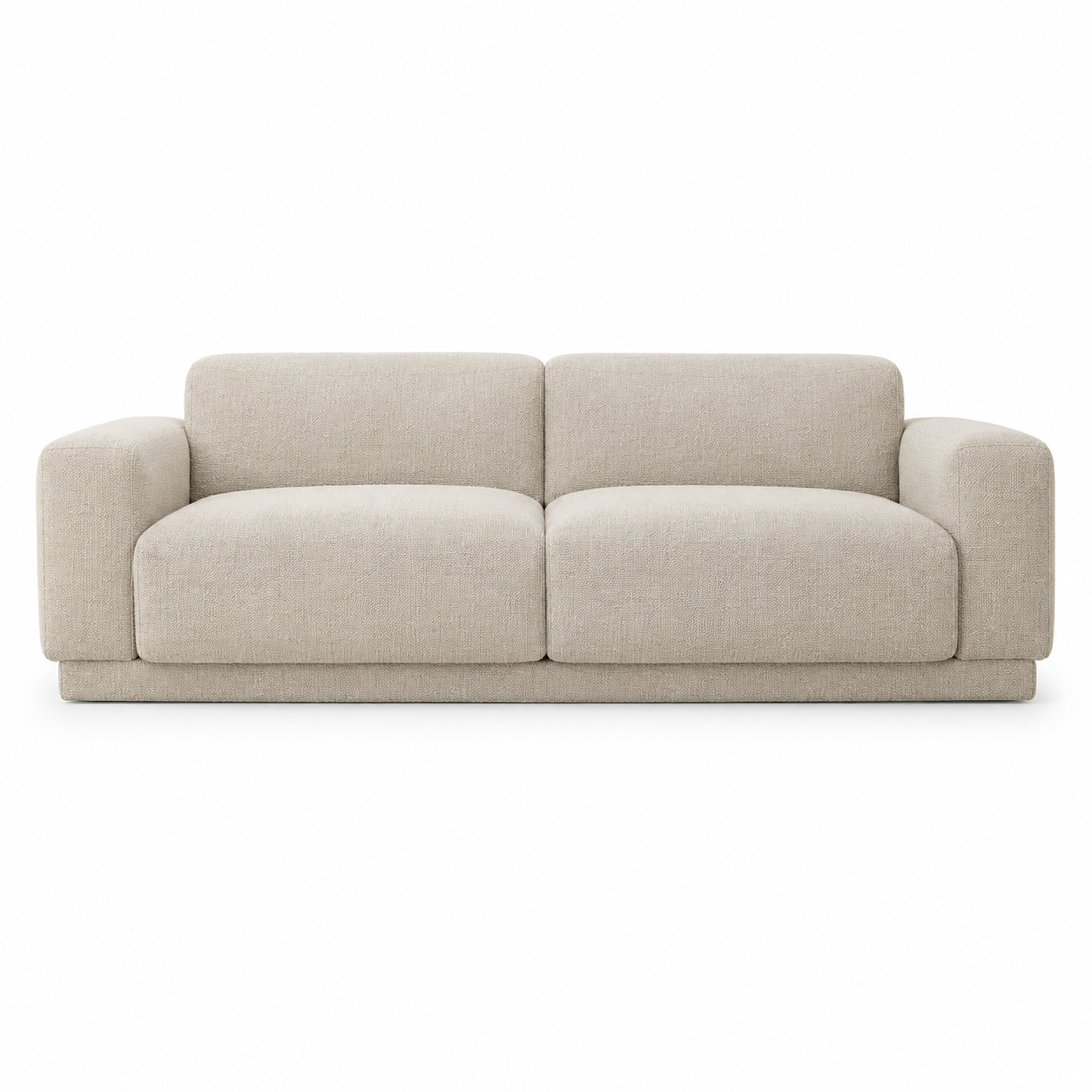 Minimalistisches 2-Sitzer-Sofa in Strukturstoff Natur mit niedriger Rückenlehne 182 x 92 x 74 cm-VellureCasa