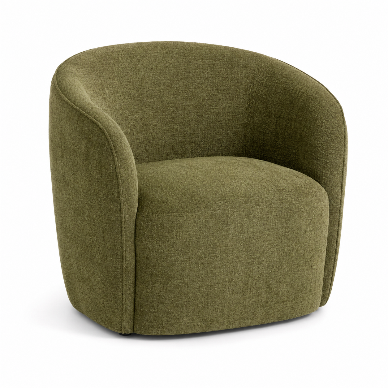 Clubsessel in Chenille Olivgrün mit gerundeter Rückenlehne 76 x 78 x 75 cm