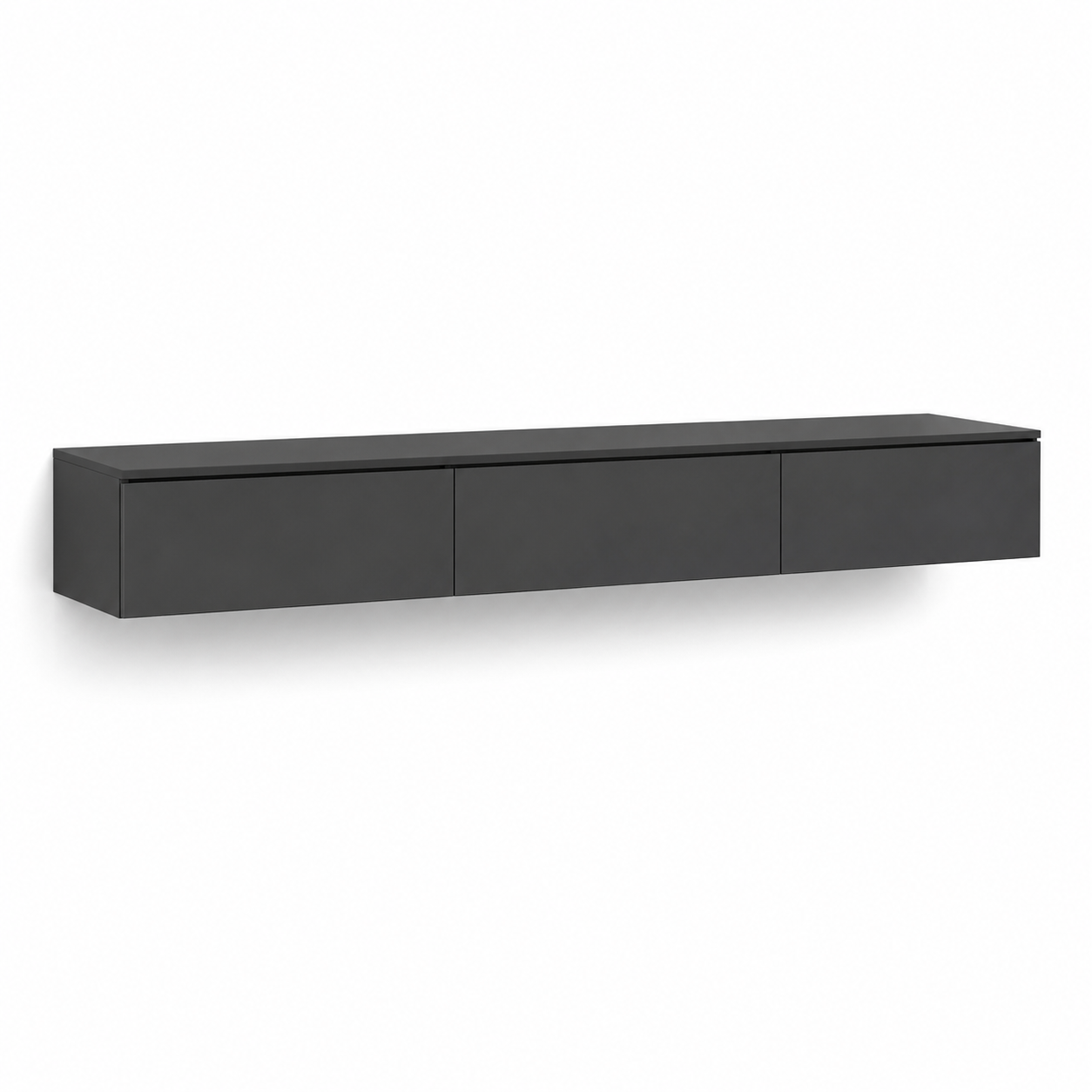 Schwebendes TV-Lowboard in Anthrazit mit Klappen und Kabelmanagement 180 x 35 x 32 cm-VellureCasa