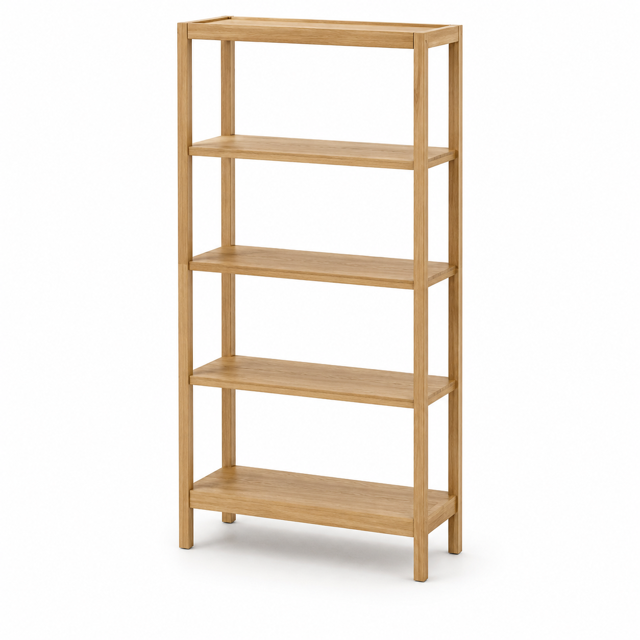 Offenes Bücherregal in Eiche Natur mit fünf Böden im Japandi Stil 90 x 35 x 180 cm-VellureCasa