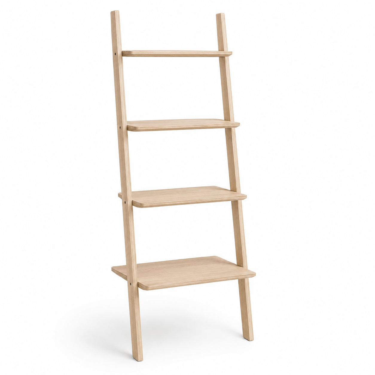 Leiterregal in weißpigmentierter Eiche mit vier Ablagen 65 x 35 x 170 cm-VellureCasa