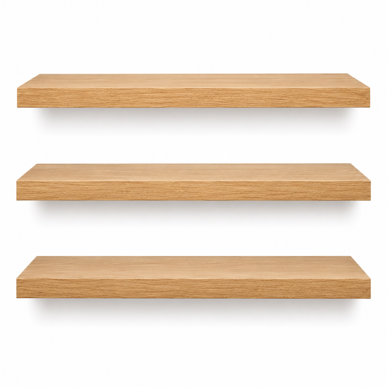 Wandregal 3er-Set in Eiche Natur mit verdeckter Aufhängung 80 x 20 x 4 cm-VellureCasa
