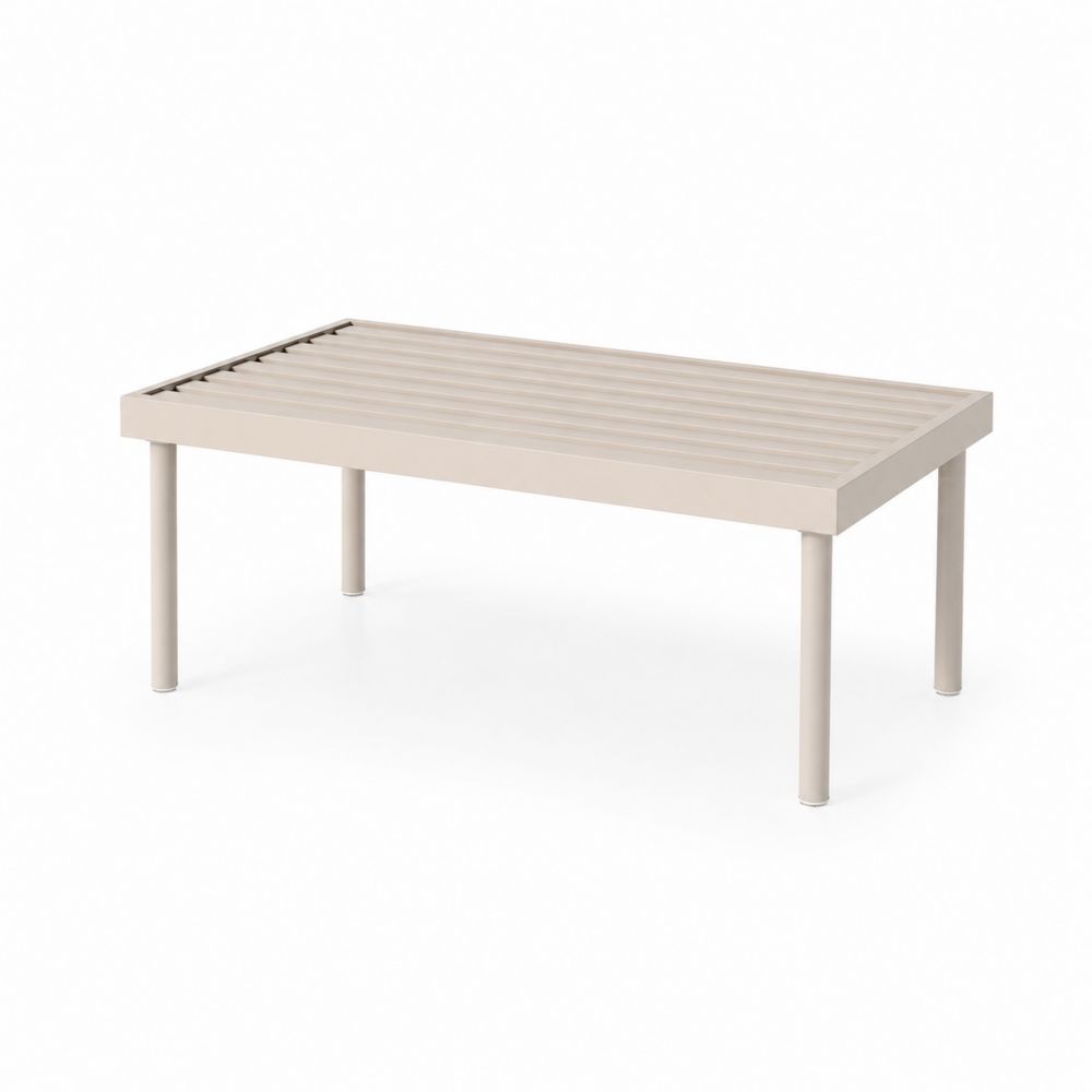 Stolik ogrodowy metalowy prostokątny 120x60x45 cm Beżowy-Nordirin